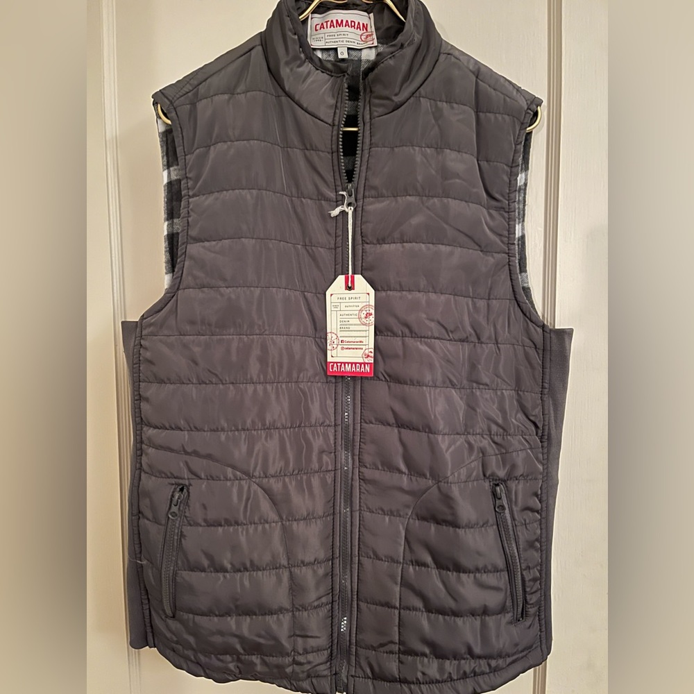 Catamaran Chaleco Capitonado Men’s Grey Puffer Vest NWT